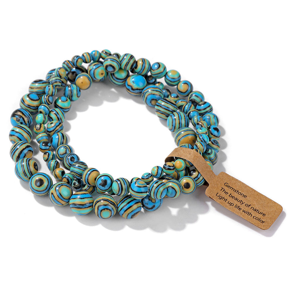 Vintage Minimalist Geometric Stone Beaded Stretch Bracelet Set Unisex Jewelry
