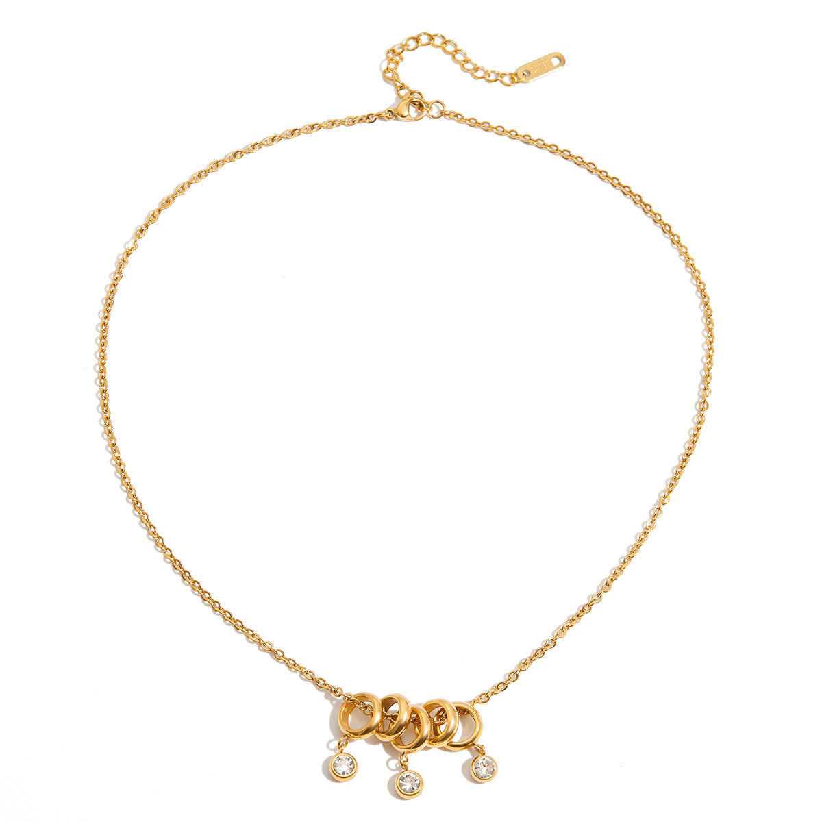 Collana da donna in acciaio inossidabile placcato oro 18 carati con strass, design geometrico alla moda
