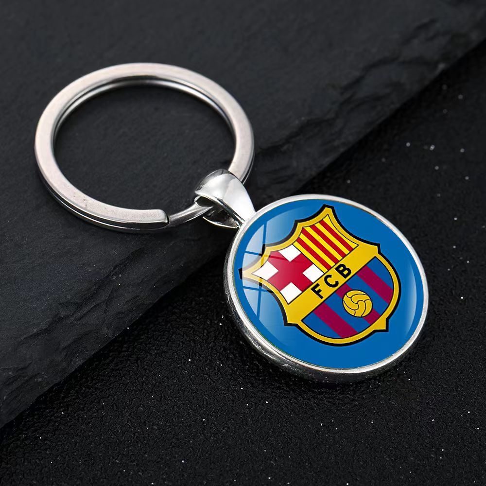 Minimalist Zinc Alloy Keychain with Team Crest Pattern