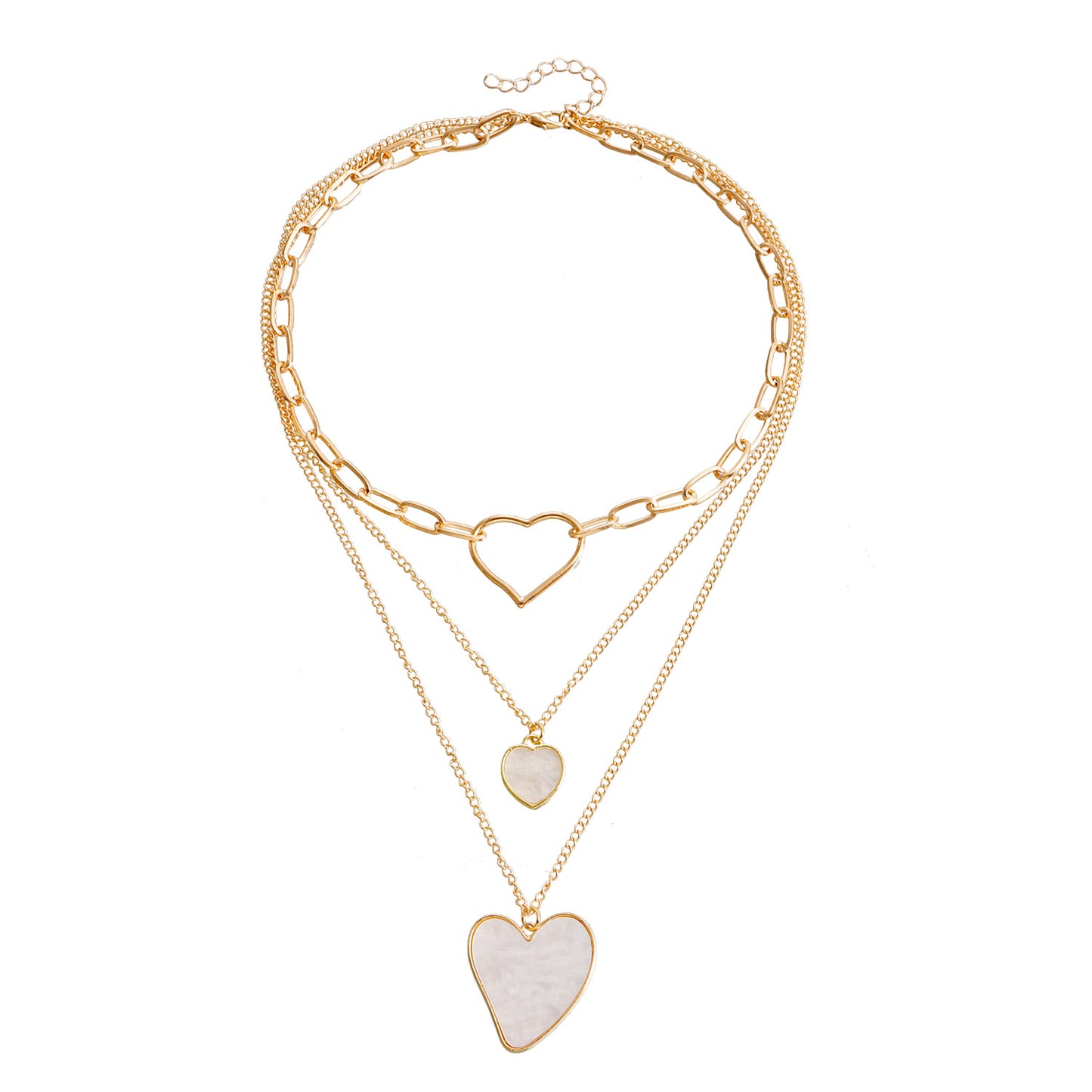 INS Style Heart and Cross Pendant Necklace for Women Alloy Chain with Electroplated Finish