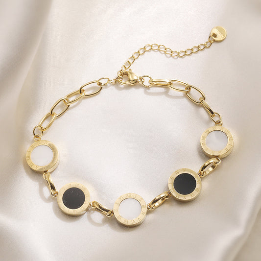 Minimalist Vintage Geometric Gold Plated Stainless Steel Bracelet for Women