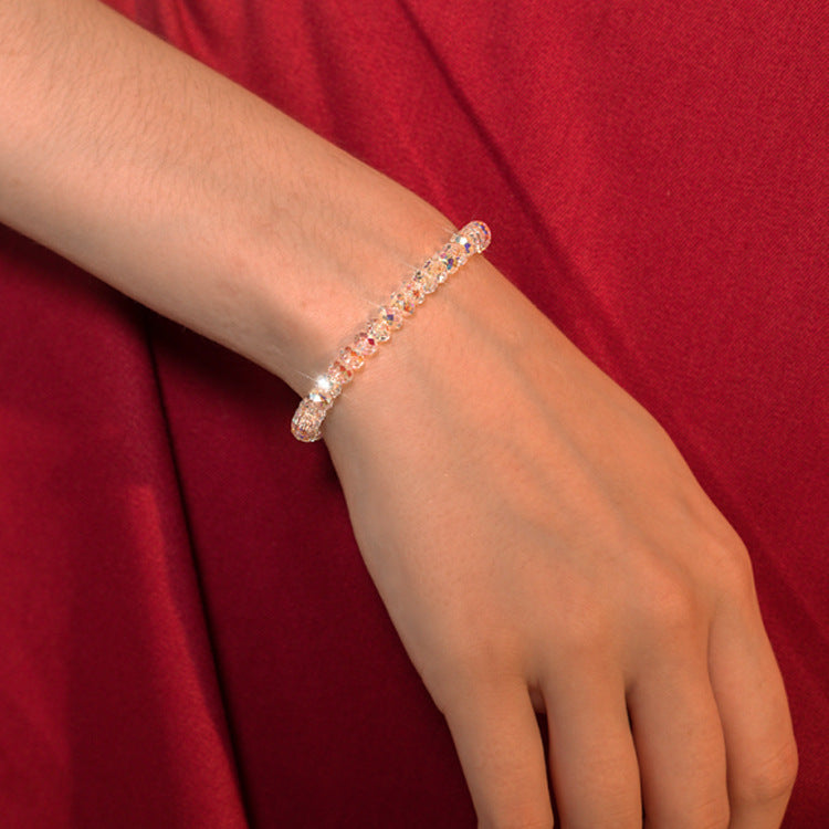 Sweet Minimalist Geometric Round Crystal Bracelet for Women