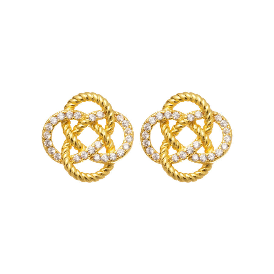 Orecchini a perno con fiori minimalisti con intarsio in zirconi su perni in acciaio inossidabile per donna, orecchini eleganti leggeri a cerchio con design a fiore vuoto