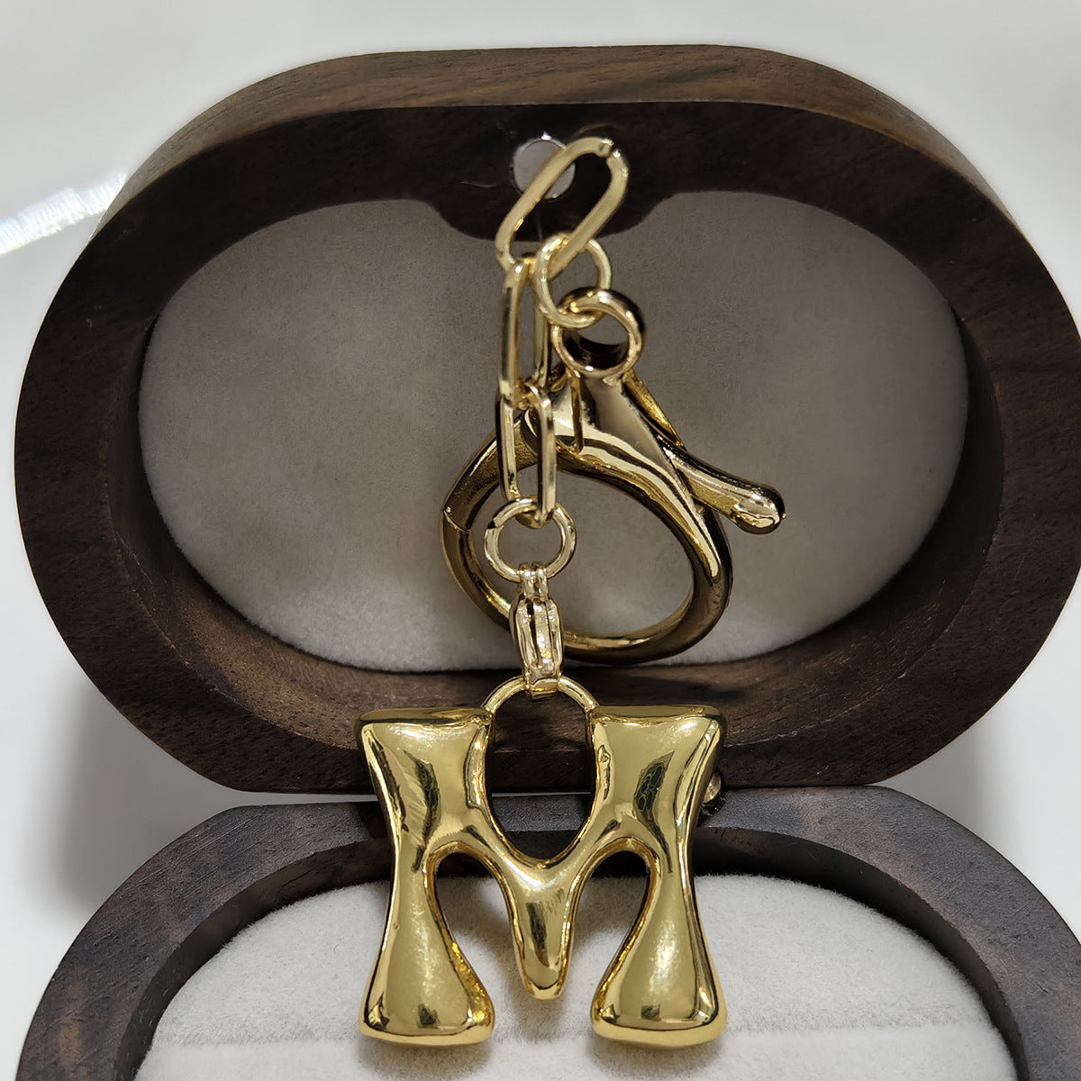 Minimalist 18K Gold Plated Letter Pendant Keychain for Brass