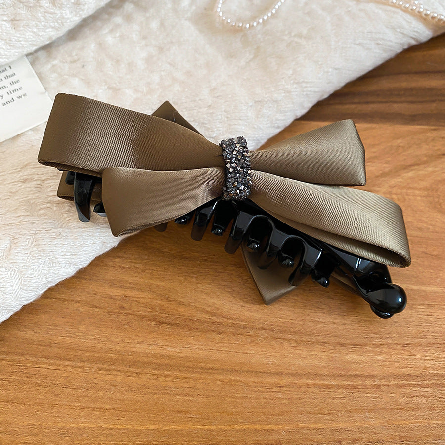Fermaglio per Capelli da Donna Vintage a Forma di Fiocco in Acrilico e Tessuto con Dettagli Artigianali