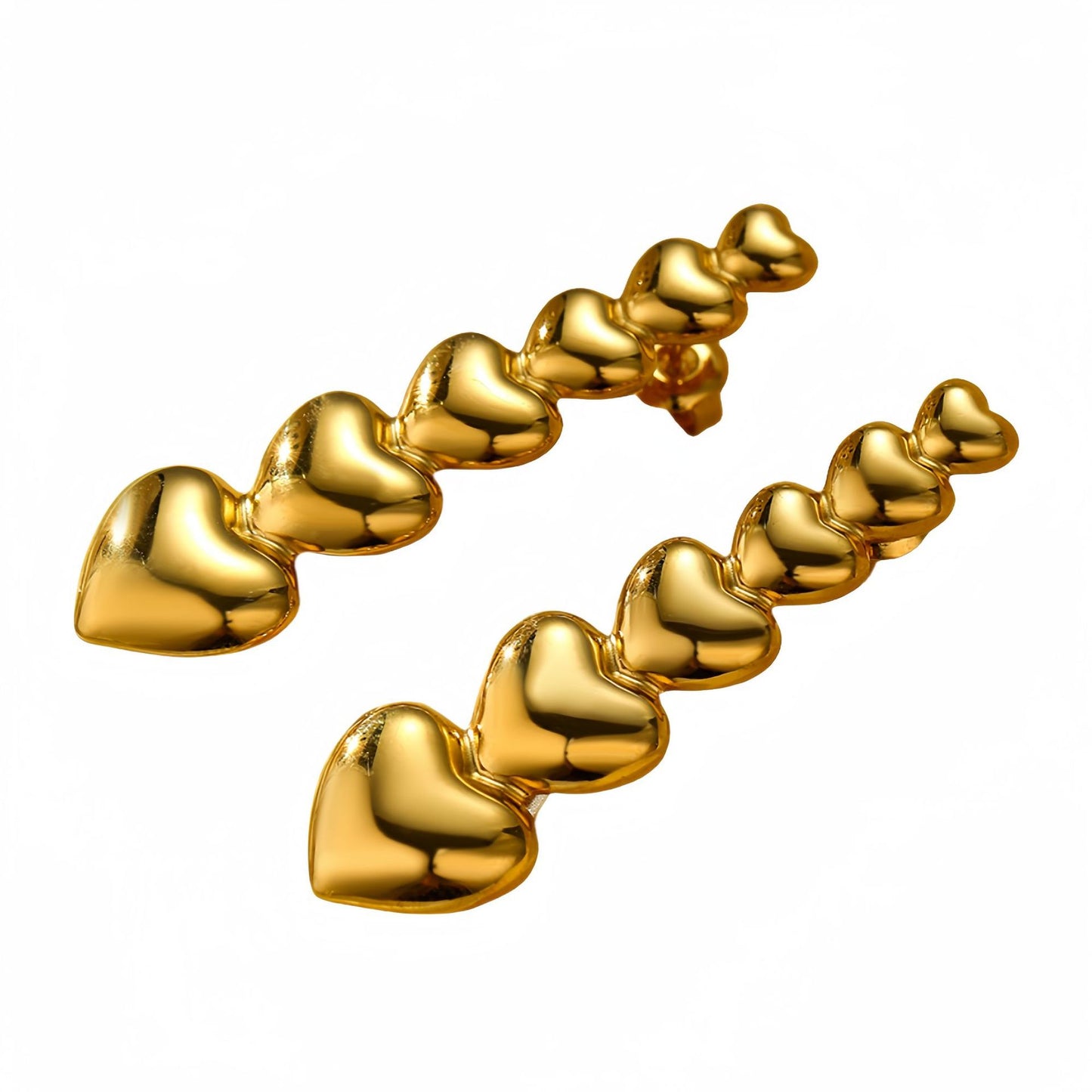 Pendientes de acero de titanio con forma de corazón estilo INS con borlas, chapados en oro de 18 quilates, joyas de mujer modernas y elegantes