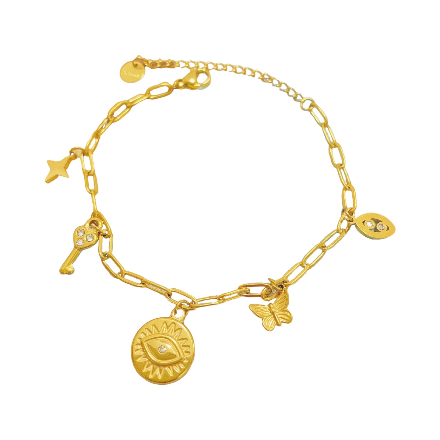 Minimalist Elegant Geometric Titanium Steel Evil Eye Bracelet for Women