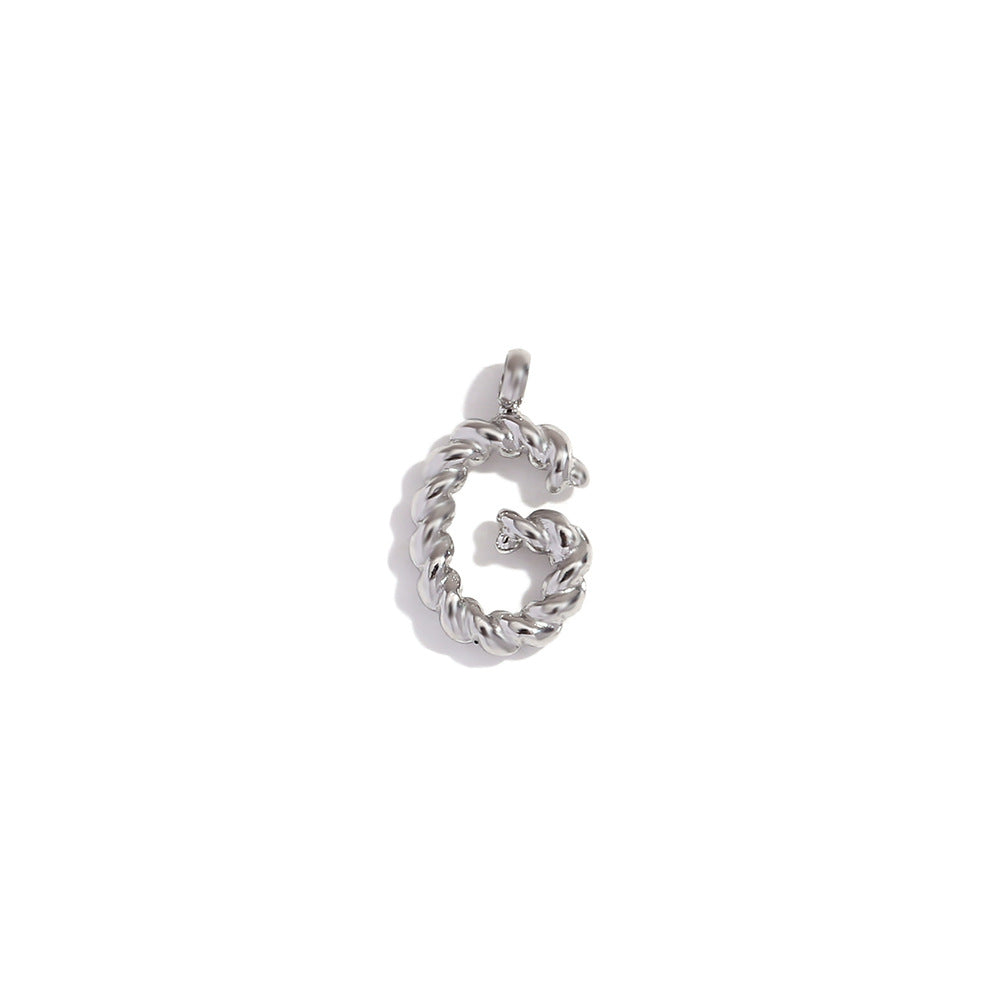 Colgante minimalista de acero inoxidable chapado en oro de 18 quilates con mini letra retorcida para mujer