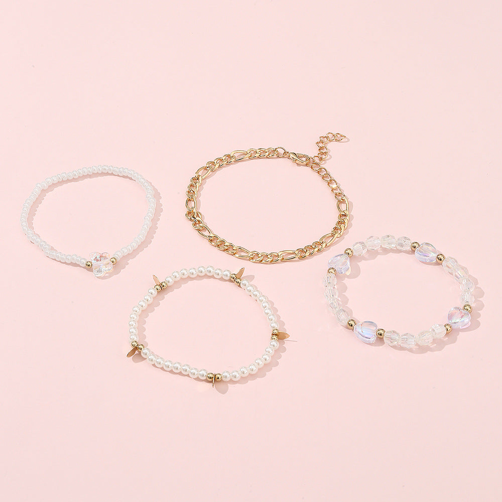 Braccialetto Minimalista a Cuore per Ragazze, in Vetro con Dettagli Colorati, Gioiello Estivo dell'Amicizia