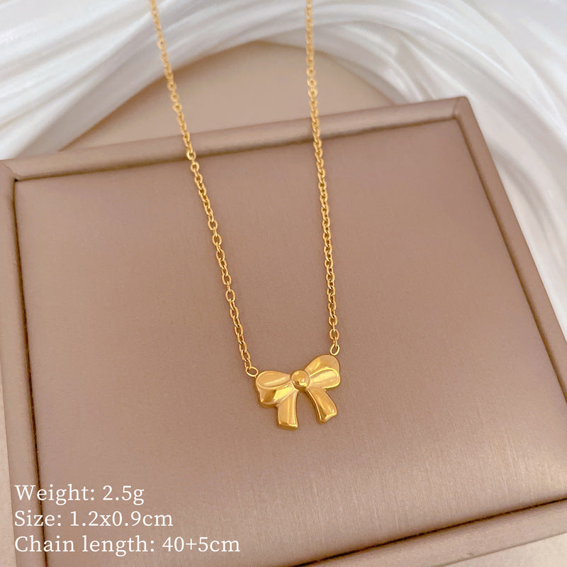 Collar de nudo de lazo geométrico minimalista de acero de titanio unisex