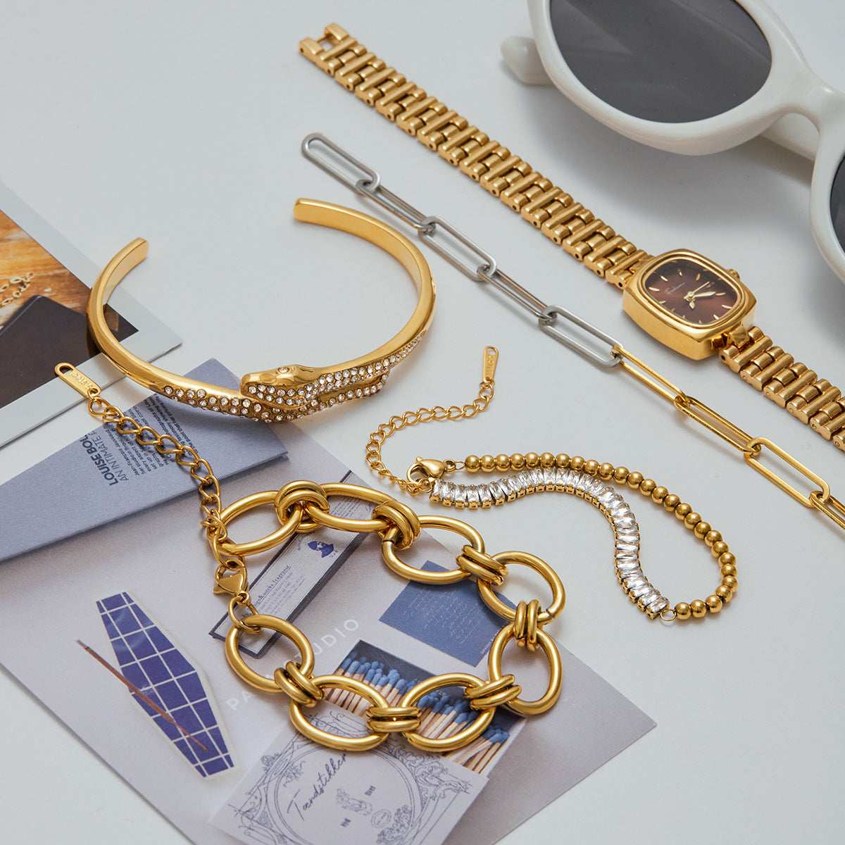 Bracciale da donna in acciaio di titanio a forma di serpente, placcato e alla moda, gioielli in acciaio inossidabile