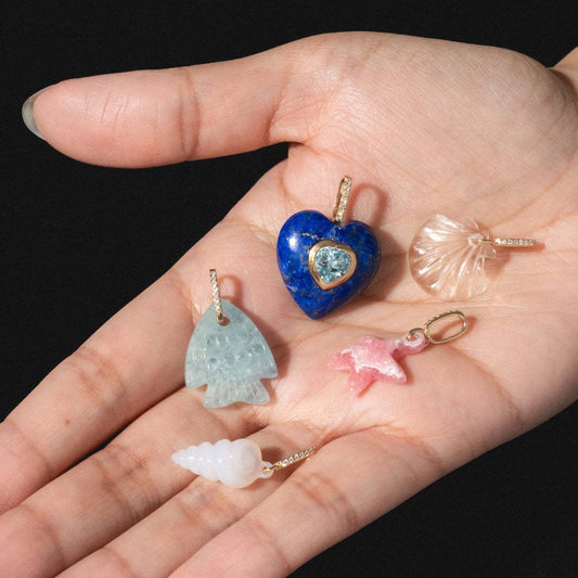 Minimalist Colorful Heart Fish Brass Plated Pendant Charm Bar