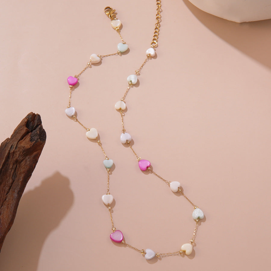 Elegante set collana e bracciale in acciaio inossidabile placcato a goccia Sweet Heart con catena a cavo per donna