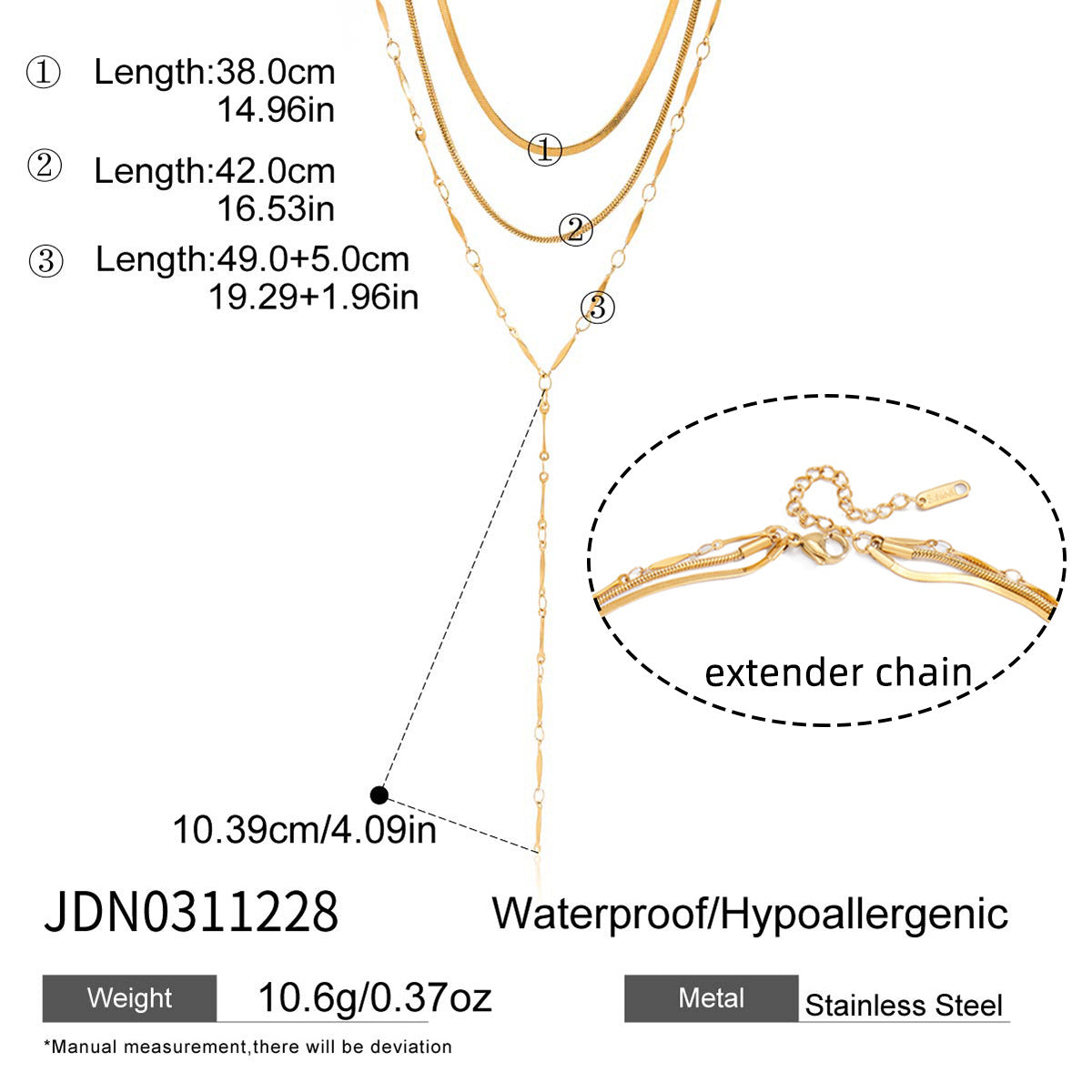 Geometric Stainless Steel PVD Plated Layered Necklace for Women