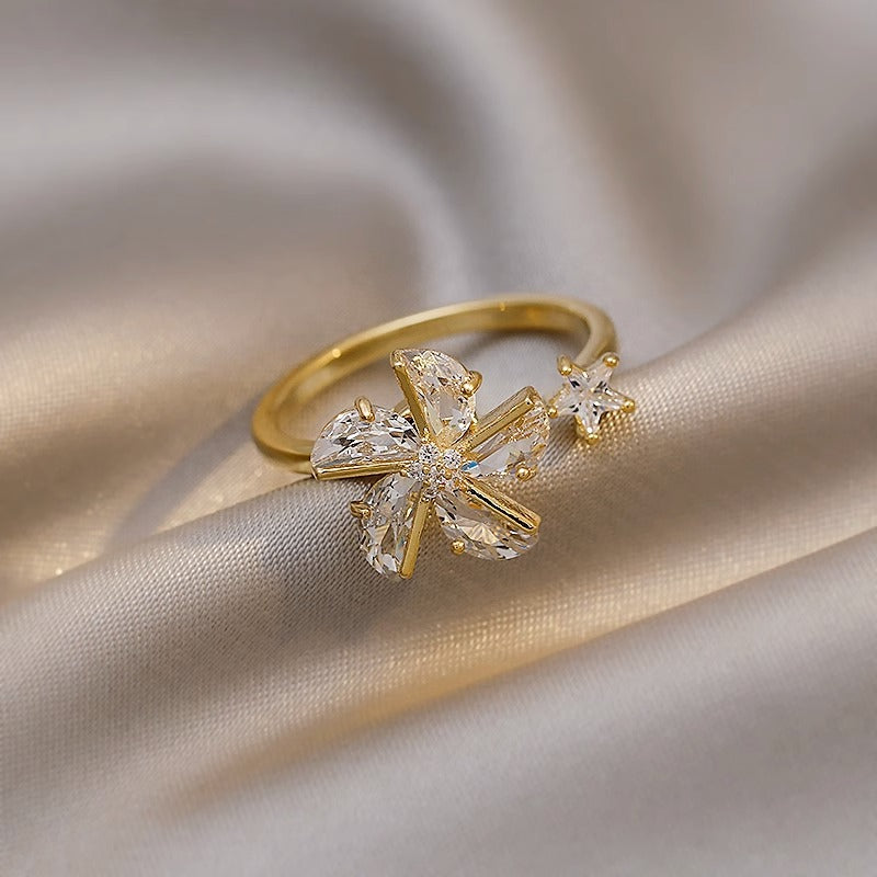 Rotatable Windmill Ring for Women with Copper Base and Electroplated Finish Minimalist Open Band Finger Ring