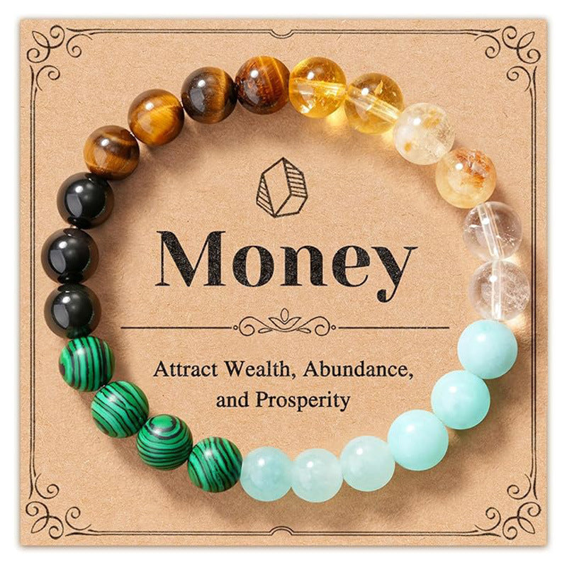 Minimalist Natural Citrine and Tiger Eye Stone Bracelet Unisex Geometric Round Beads Gift