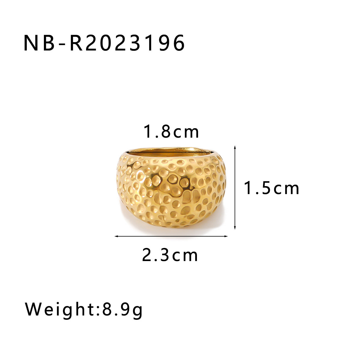 Minimalist Geometric Stainless Steel Ring for Women with 18K Vacuum Plated Finish and Smooth Textured Surface