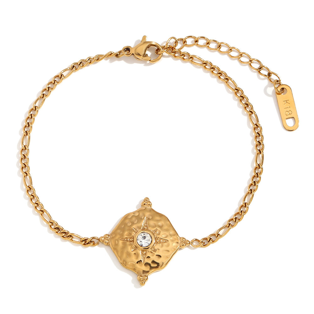 Fashionable Minimalist Geometric Octagram Bracelet for Women in Stainless Steel with 18K Gold Plating