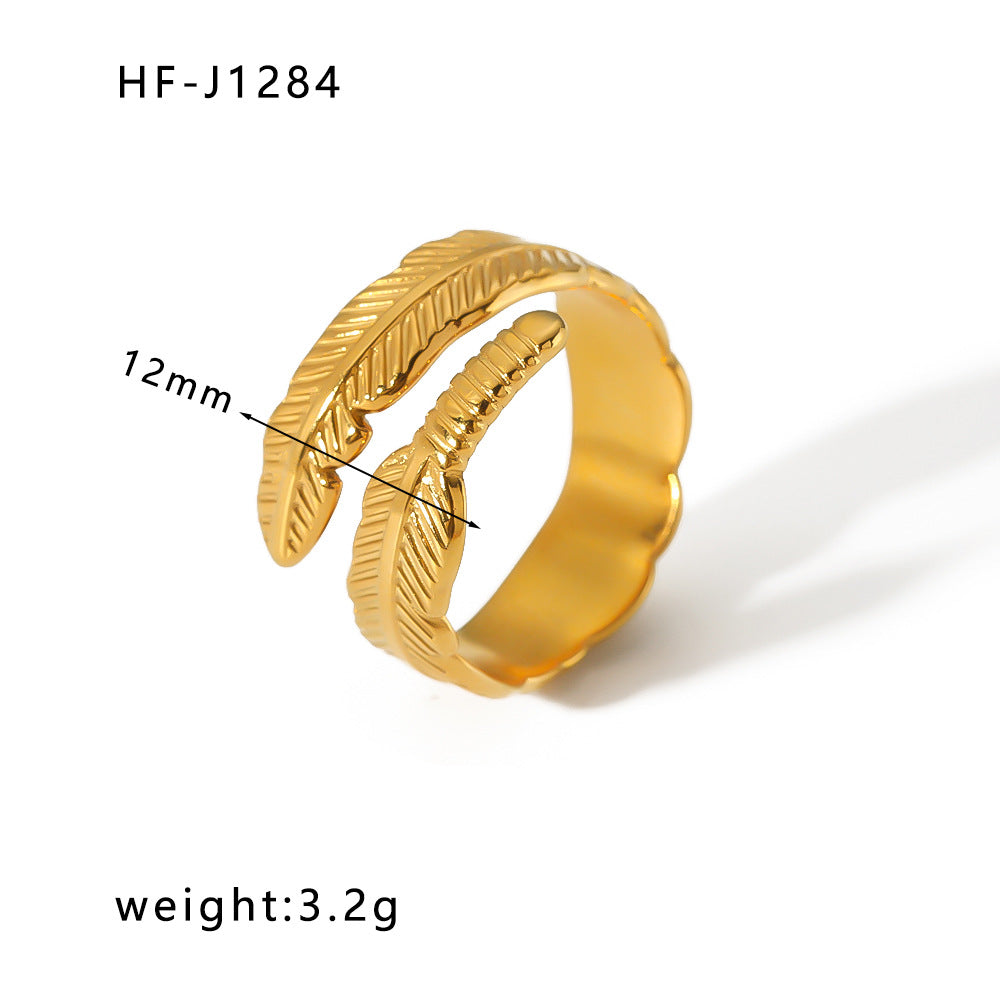Minimalist Geometric Stainless Steel Ring with 18K Vacuum Plated Finish for Women