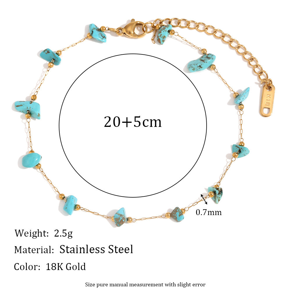 Cavigliera Minimalista Geometrica in Acciaio Inossidabile Placcata Oro 18K con Dettagli in Perle Naturali