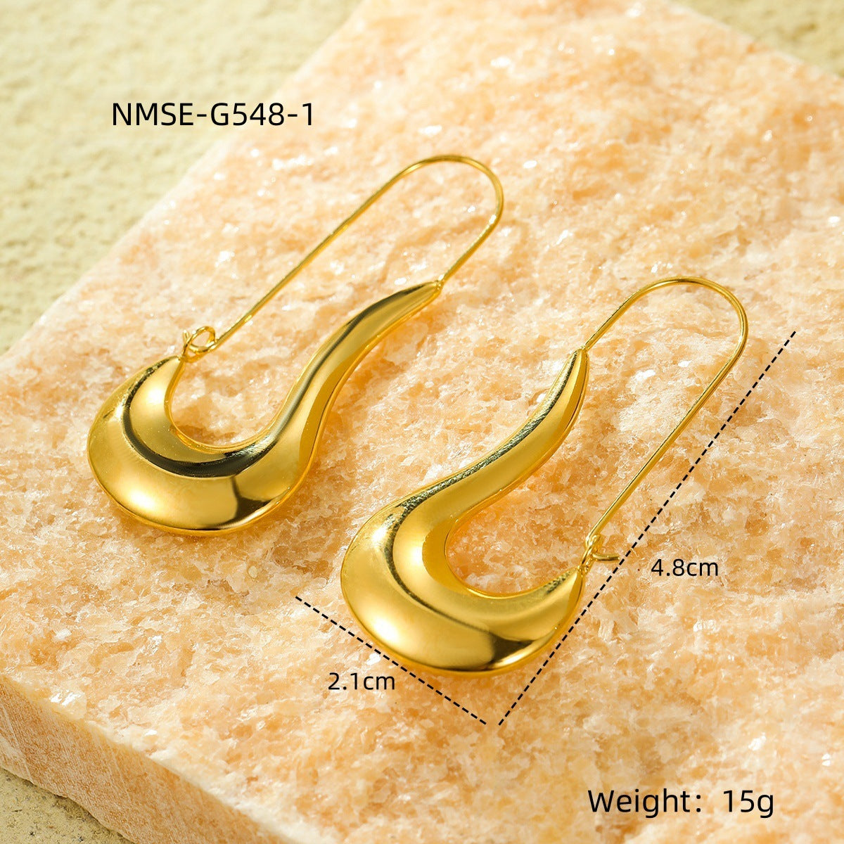 Orecchini asimmetrici a gancio in stile vintage in acciaio inossidabile con galvanizzazione per donna