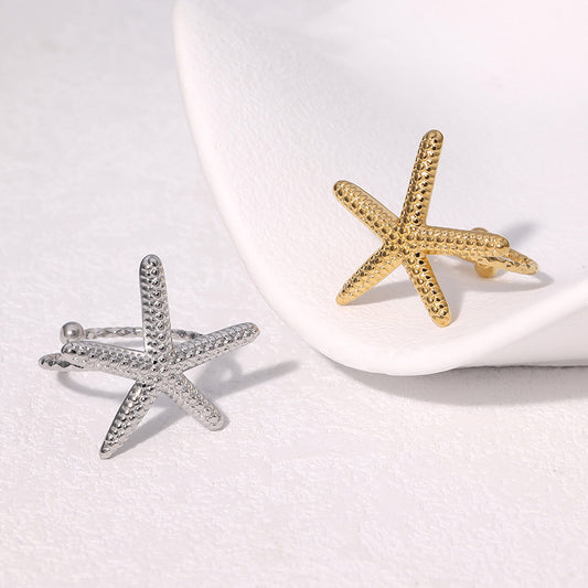 Minimalist Star-Shaped Stainless Steel Ring with Plating Finish for Women