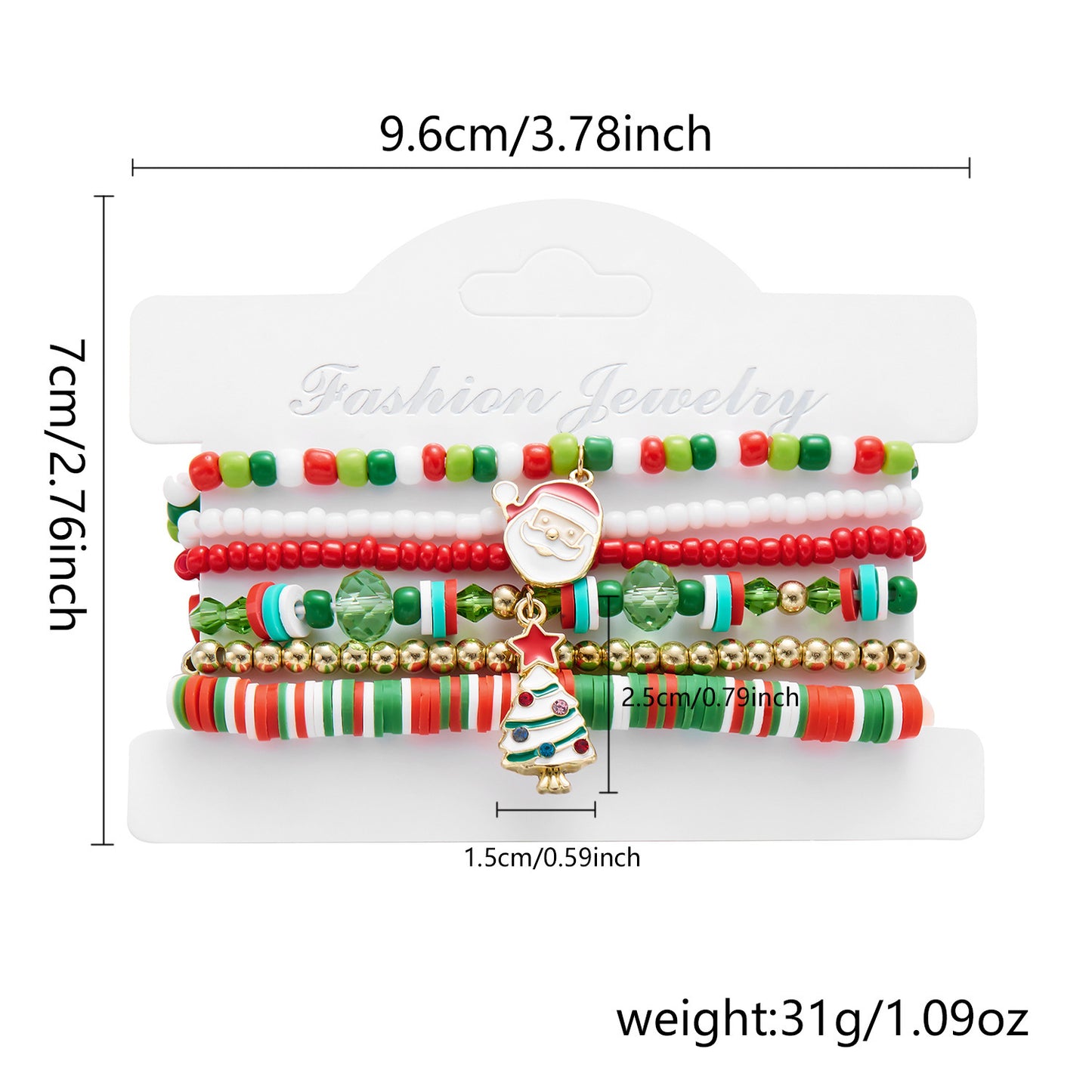Christmas Cartoon Character Resin Bracelet Set with Snowflake Reindeer Bell Santa Claus Elements Casual Unisex Jewelry