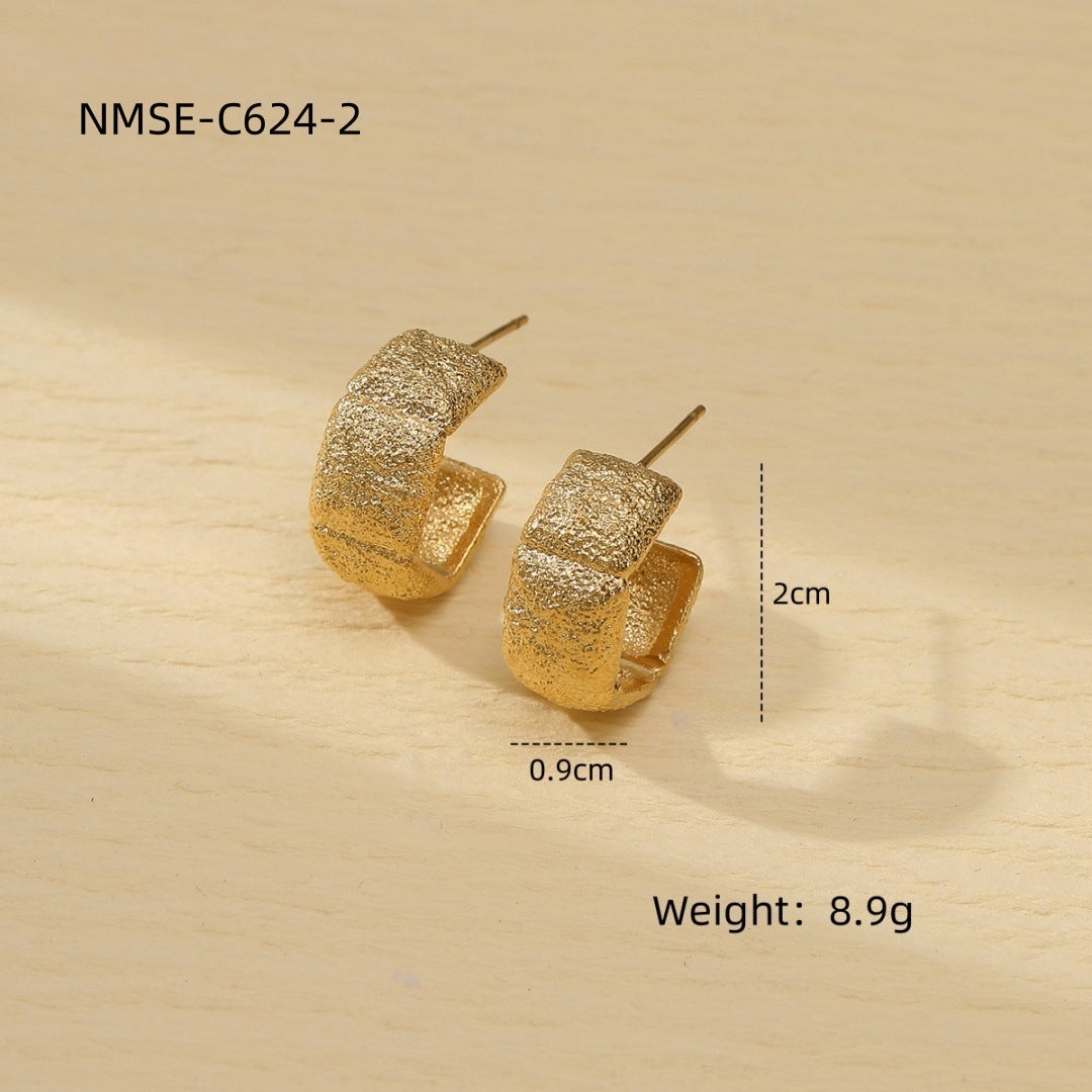 Pendientes de titanio de acero inoxidable con acabado mate, pendientes de mujer a la moda, joyería de acero inoxidable de lujo con superficie chapada