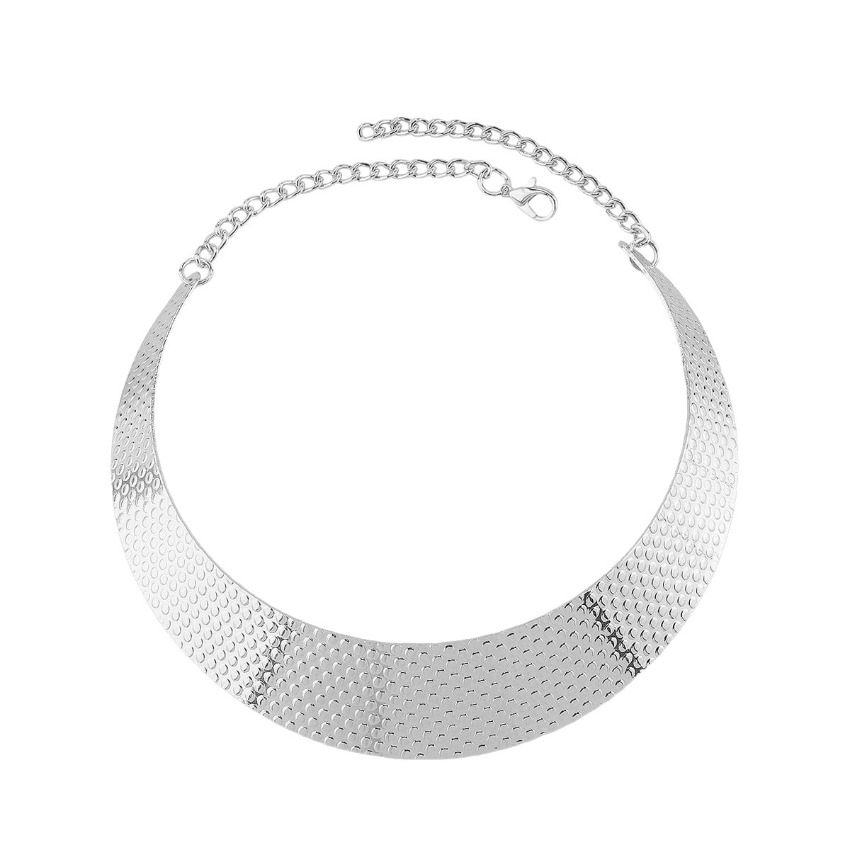 Collana girocollo da donna testurizzata a forma di anello geometrico stile punk con finitura in ferro galvanizzato