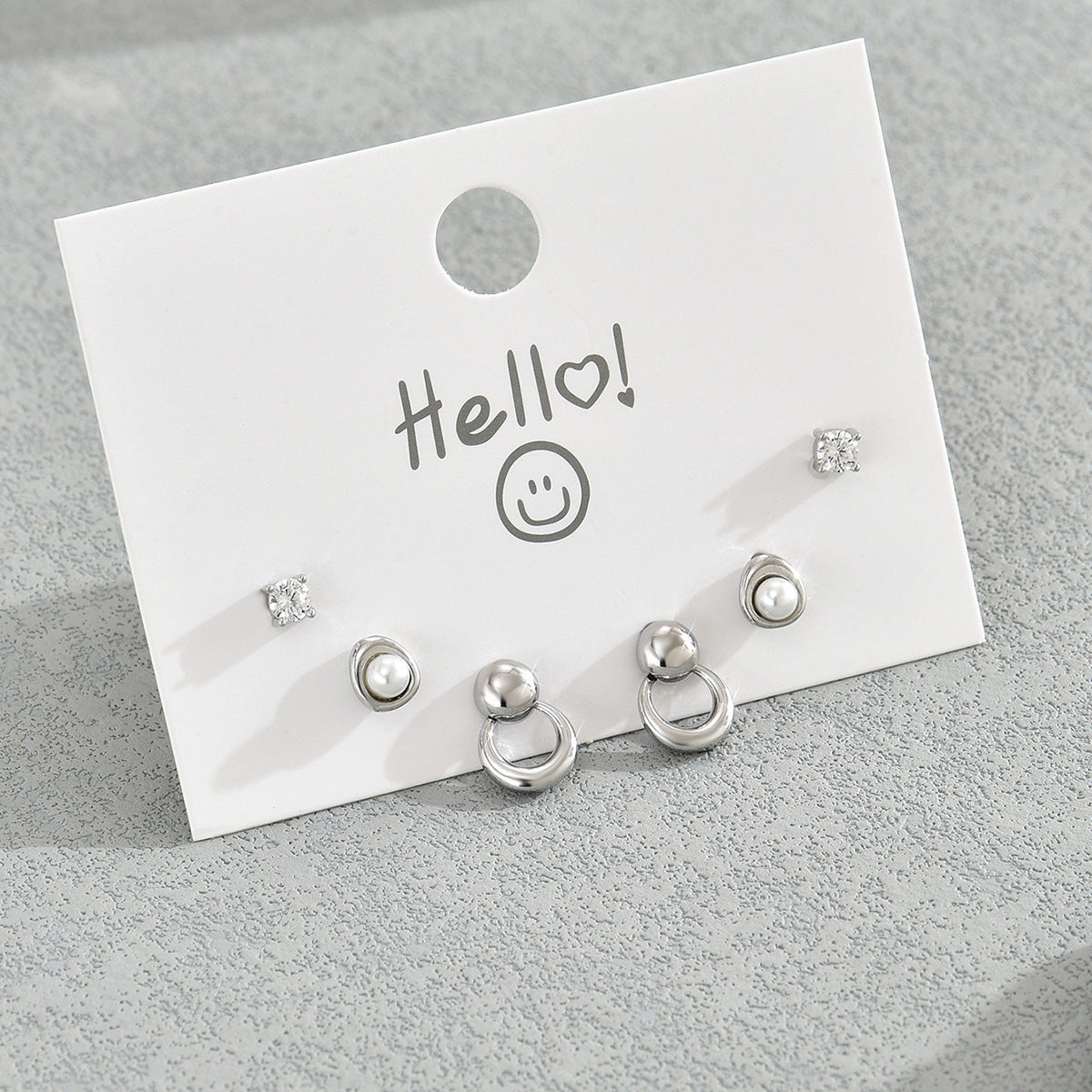 Dulces aretes de perlas y circonitas con forma de U, de estilo minimalista geométrico, para mujer