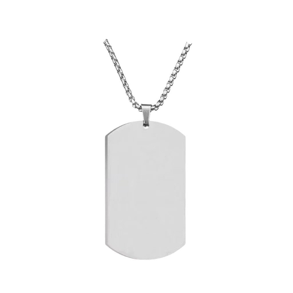 Collana unisex con ciondolo a piastrina per cane rettangolare geometrica personalizzata in acciaio al titanio