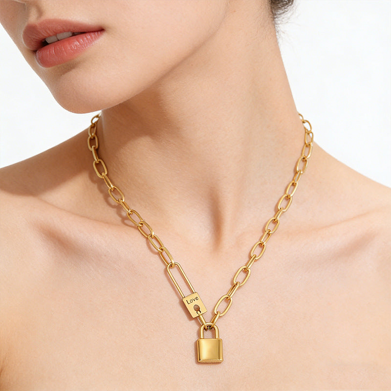 Collar de acero inoxidable con colgante de letras geométricas para mujer, estilo hip-hop, streetwear vintage