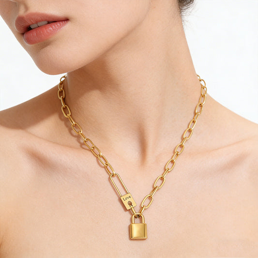 Collar de acero inoxidable con colgante de letras geométricas para mujer, estilo hip-hop, streetwear vintage