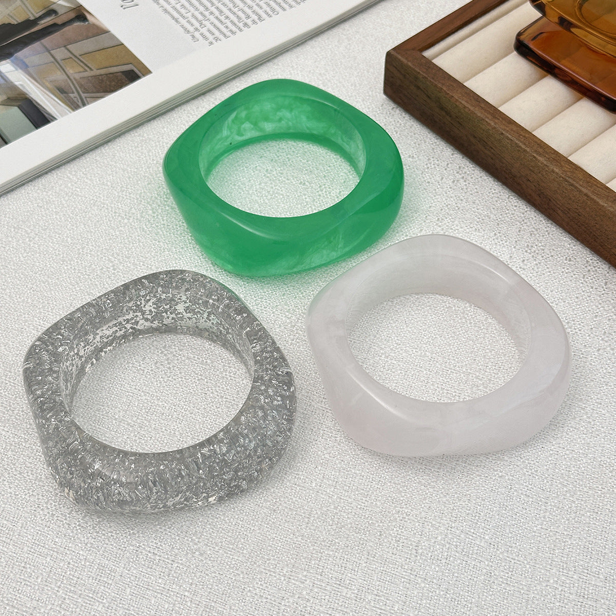 Geometric Resin Bangle Bracelet