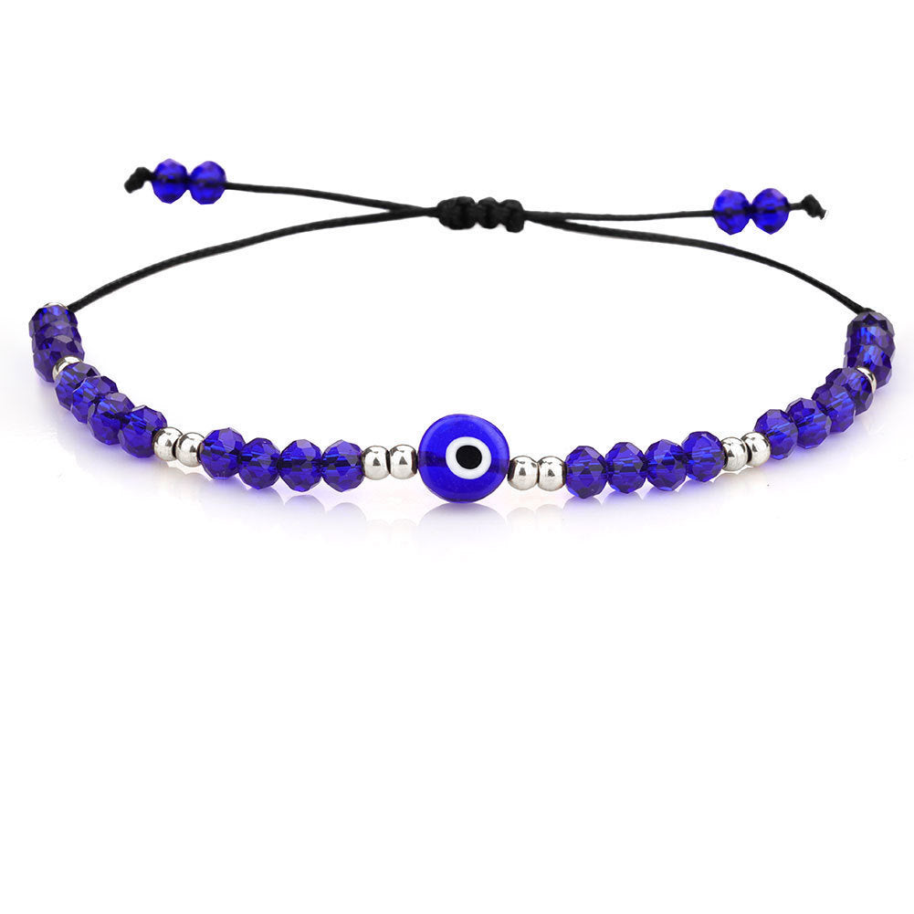 Evil Eye Heart Crystal Beaded Bracelet Stainless Steel Plated Women's Jewelry