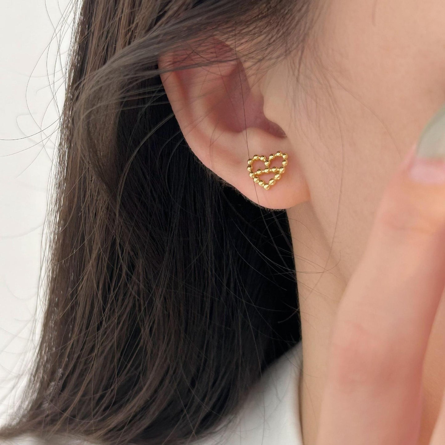 Minimalist Heart-Shaped 925 Sterling Silver Stud Earrings with Plated Finish, Sweet and Fresh Style