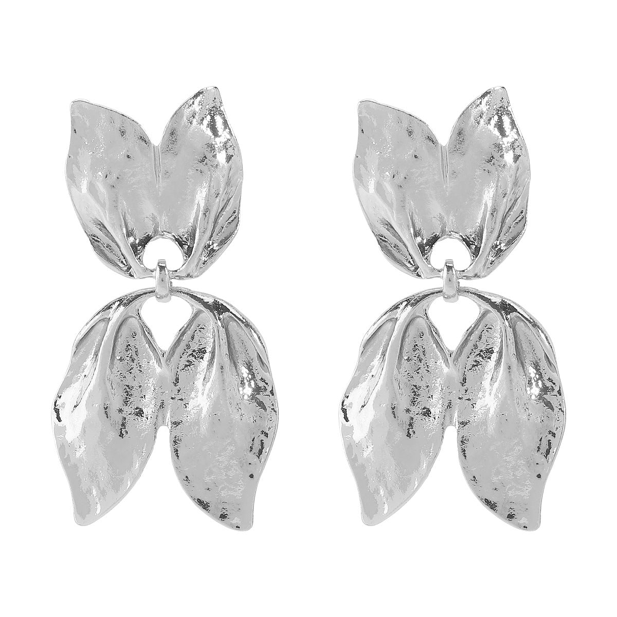 Pendientes de aleación con forma de hoja, minimalistas, para mujer, con acabado pulido y diseño geométrico