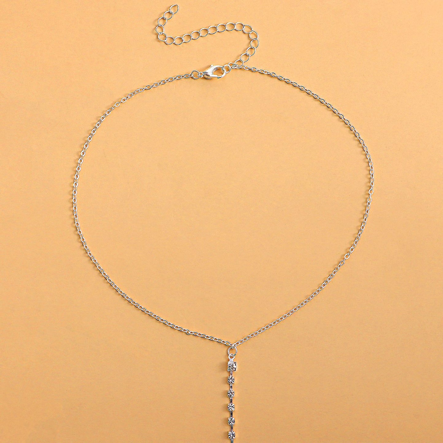 Minimalist Geometric Alloy Body Chain for Women with Rhinestone Inlay