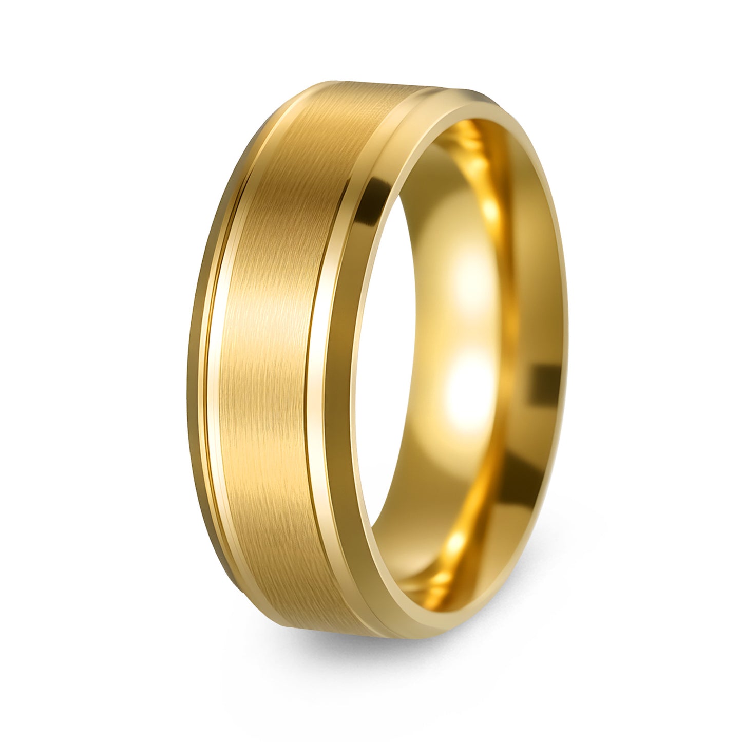 Anillo geométrico redondo unisex de acero inoxidable chapado mate minimalista