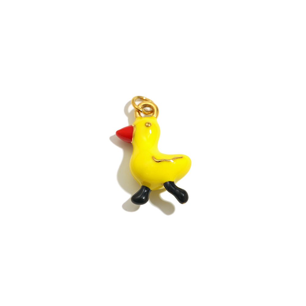 18K Gold Plated Drip Oil Animal Shape Stainless Steel Charm Bar