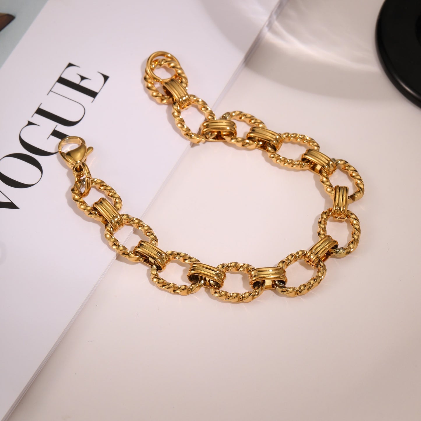 Punk Style Geometric Stainless Steel Braided Bracelet with Plating Finish Unisex Fashion Accessory
