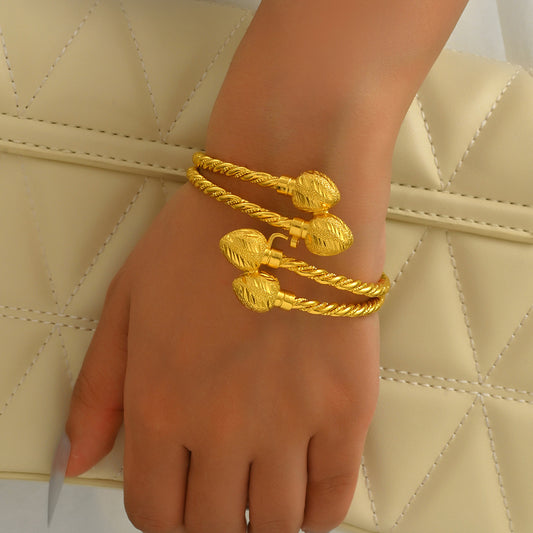 Pulsera Minimalista Geométrica de Bola Redonda Bañada en Aleación de Cobre para Mujer con Estética de Lujo y Estilo Versátil