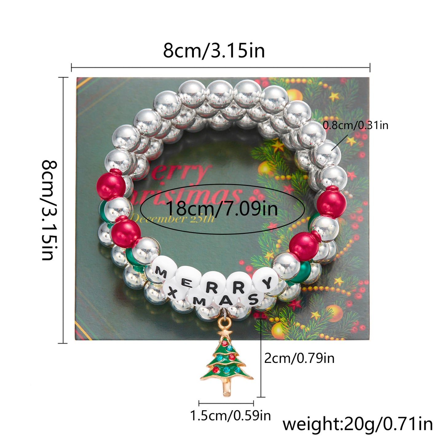 Set di braccialetti con perline e lettere a tema natalizio fatti a mano per donne con ciondolo a Babbo Natale, accessorio alla moda per le feste