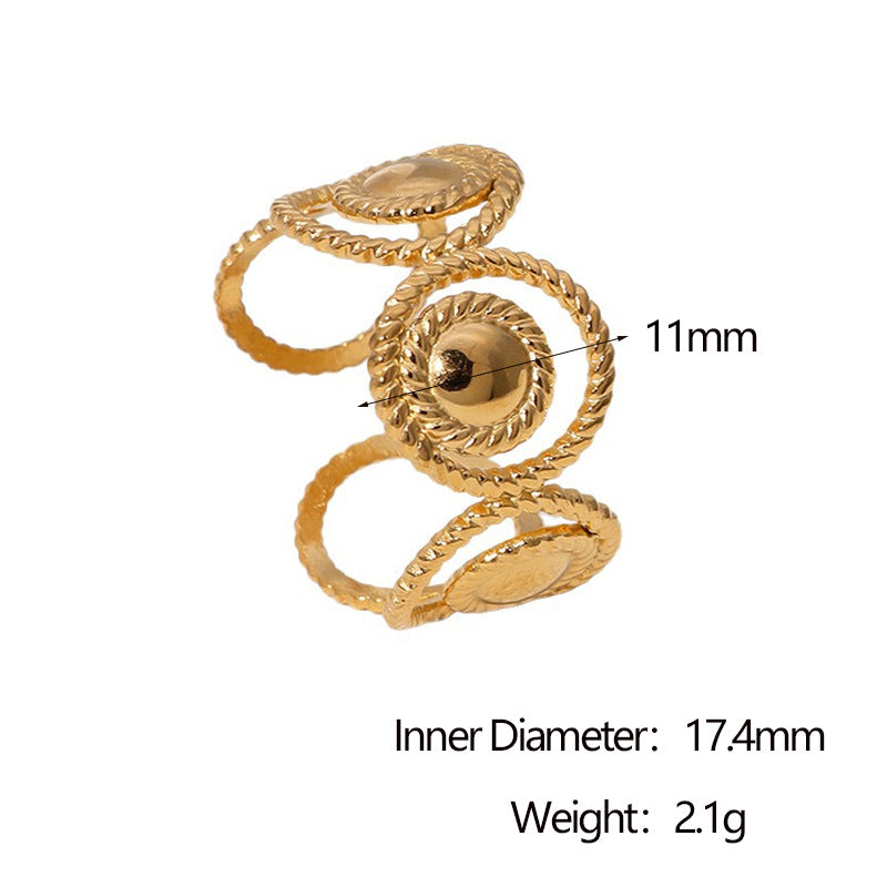 Minimalist Geometric Open Ring 18K Gold Plated Stainless Steel Fashion Jewelry for Women