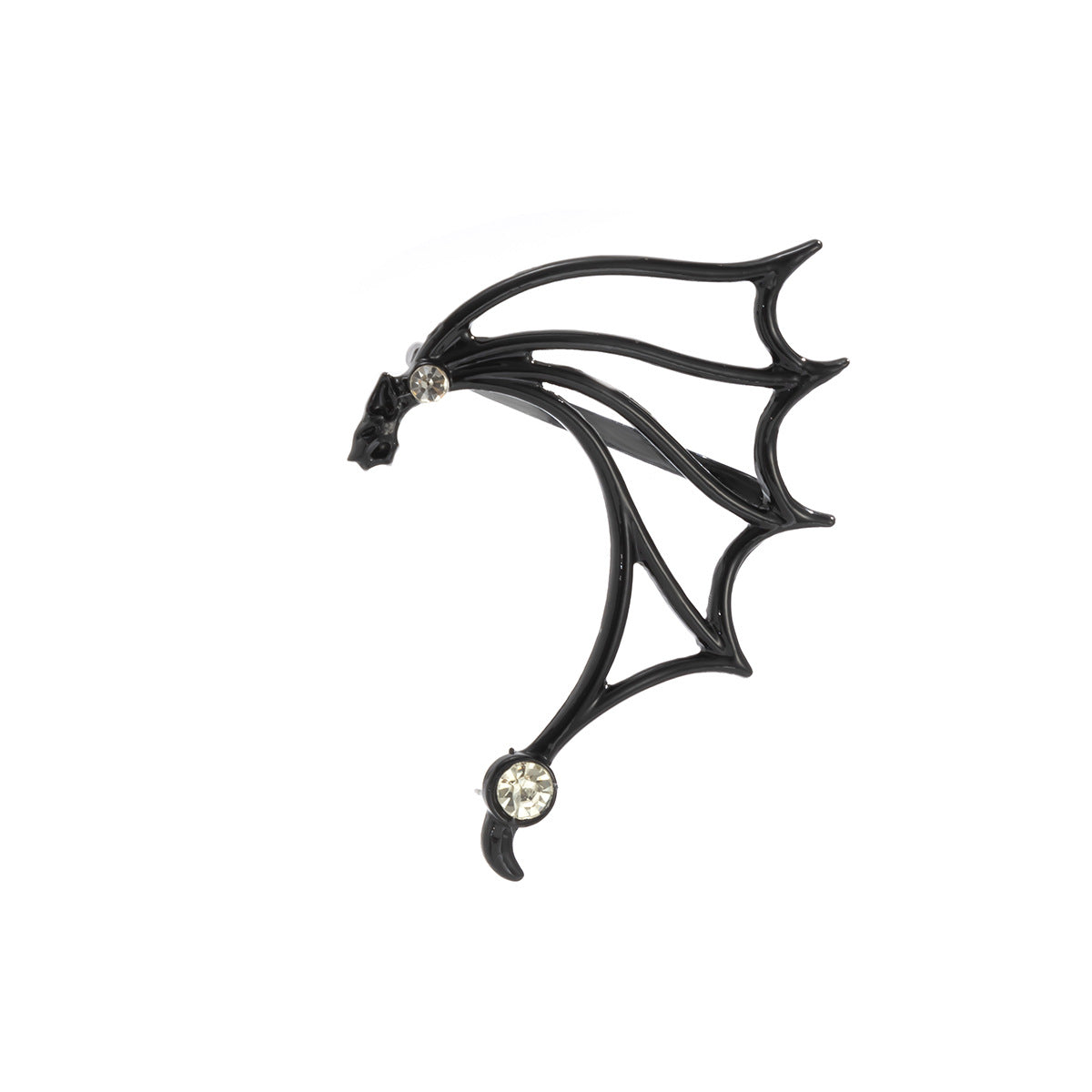 Sweet and Edgy Geometric Hollow-Out Elf-Inspired Ear Studs for Women Made of Alloy with Rhinestone Inlay