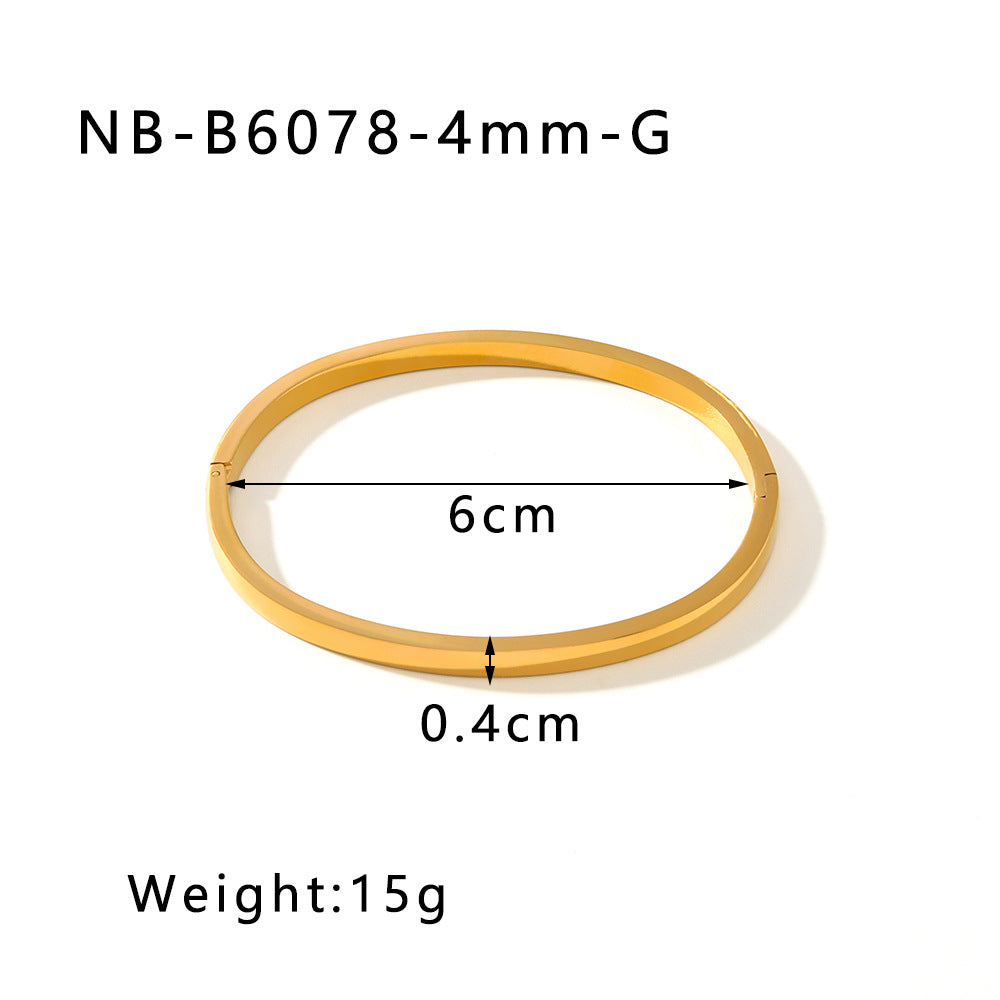 Bracciale Minimalista in Acciaio al Titanio con Finitura Liscia Placcata Sottovuoto, Design Rotondo e Sferico