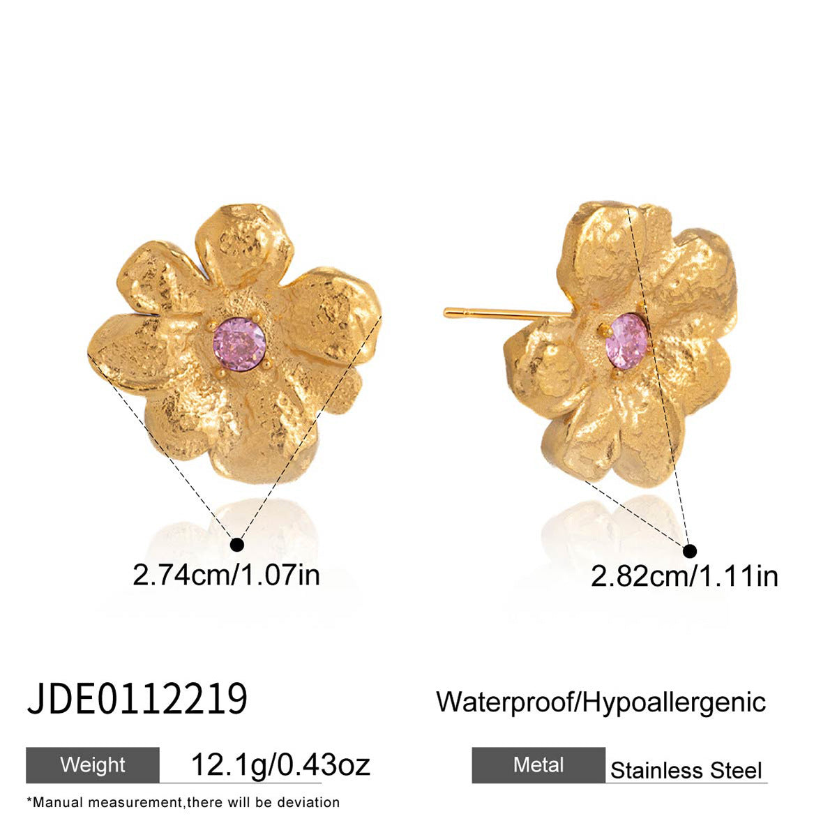 Minimalist Elegant Geometric Floral Titanium Steel Earrings PVD Plated