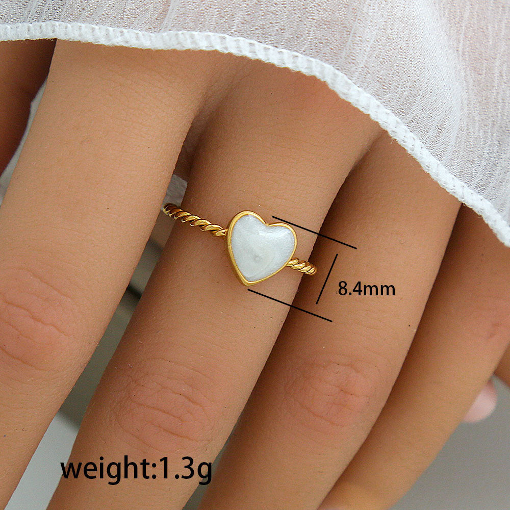 Anello vintage geometrico rotondo in acciaio al titanio con intarsio in smalto e placcatura in oro per donna