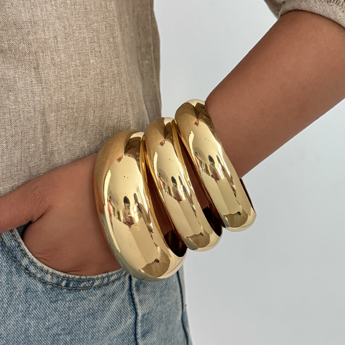 Minimalist Geometric Plated Iron Cuff Bracelet Set