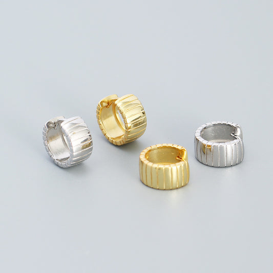 Orecchini a Cerchio Geometrici Minimalisti da Donna in Argento Sterling 925 con Finitura Galvanizzata